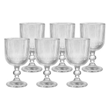 Imagem de Jogo de 6 Taças Canelado Transparente Para Água, Vinho, Drinks e Bebidas 370ml Graffiato Hauskraft