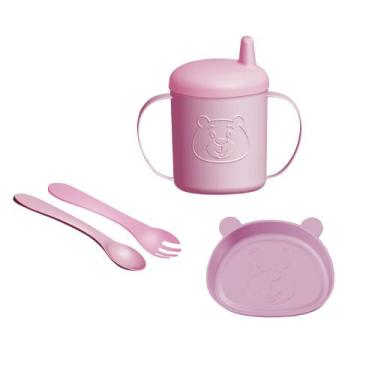 Imagem de Kit Alimentação Refeição Infantil Bebê Criança Com PratosTalheres Copo
