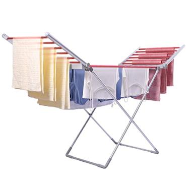 Imagem de Secador de roupas elétrico, suporte dobrável aquecido para aquecedor de toalhas para ambientes internos e externos, 230 W 18 barras aquecidas, prateleira de secagem aquecida com eficiência energética