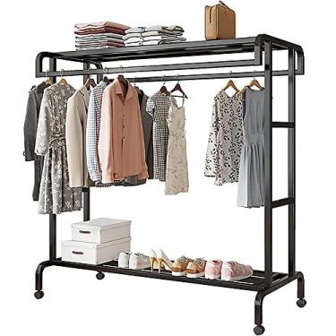 Imagem de Arara de roupas, cabideiro independente para pendurar roupas com rodas, rack de roupas de trilho duplo multifuncional para quarto / C/150 * 50 * 150 cm (B 120 * 50 * 150 cm)