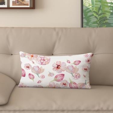 Imagem de Sladjana [Estilo idílico] Capa de almofada impressa digital tipo linho - Padrão floral rosa dupla face, design com zíper invisível (30,5 x 50,8 cm, FSWM-E)
