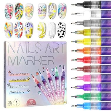 Imagem de AOKELEON Conjunto De Canetas Para Nail Art Com 12 Cores, Esmaltes 3D, Canetas Para Grafite, Canetas De Tinta Acrílica, Canetas Delineadoras, Desenho, Pintura Para Unhas, Design Artístico, Manicure,