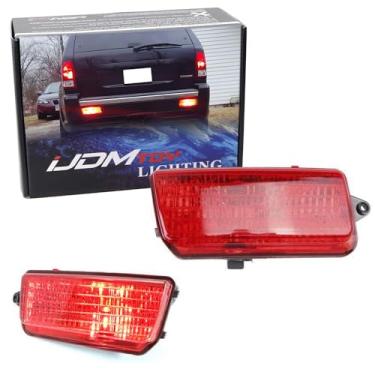 Imagem de iJDMTOY Kit completo de luz de neblina traseira de LED compatível com Jeep Grand Cherokee WK1 2005-2010, inclui lâmpadas LED vermelhas brilhantes, conjuntos de lâmpadas de neblina de lente vermelha e