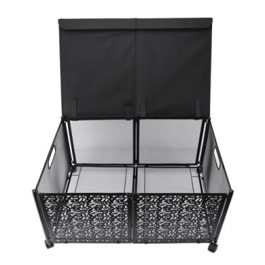 Imagem de 70L Caixa de Brinquedo de Metal Dobrável Com Rodas, Cesta de Armazenamento de Brinquedos para Organizador de Brinquedos para Crianças Com Alça de Peito de Brinquedo Grande para o