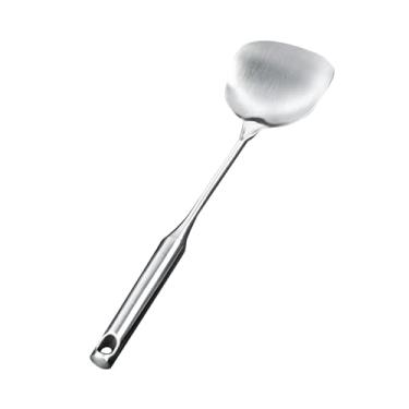Imagem de Espátula de aço inoxidável maçaneta estendida Multifuncional Solid Turner para cozinhar agitação de mistura de utensílios de cozinha Construção de aço inoxidável durável 10 x 38cm