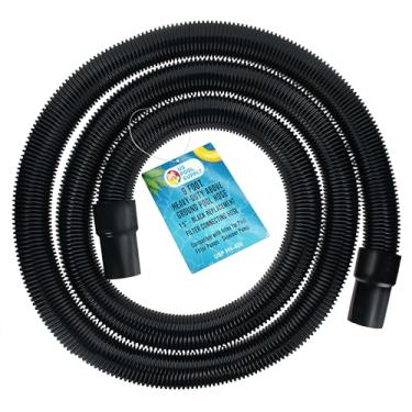 Imagem de U.S. Pool Supply Mangueira de piscina acima do solo resistente de 3,8 cm - Mangueira de conexão de filtro de substituição preta, EVA espiral flexível - Compatível com Intex para bombas de filtro de