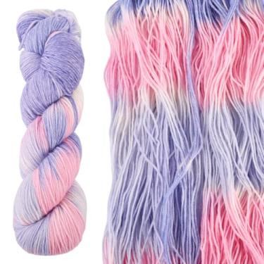 Imagem de Beadthoven Fio de mistura de lã para crochê, 1 novelo luxuoso fio de lã colorido macio para tricô cor gradiente tingido à mão para suéter, cachecol, chapéu, meias, cobertores, arco-íris pastel - roxo