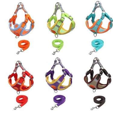 Imagem de Coleira Peitoral Cachorro E Gato, Conjunto De Guia + Coleira Tipo Colete Para Pet Pequenos E Médios (M/3-7 Kg,Aleatório)