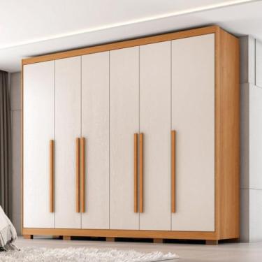 Imagem de Guarda Roupa Casal com Pés 6 Portas em MDF Platinium Zanzini, Cinamomo