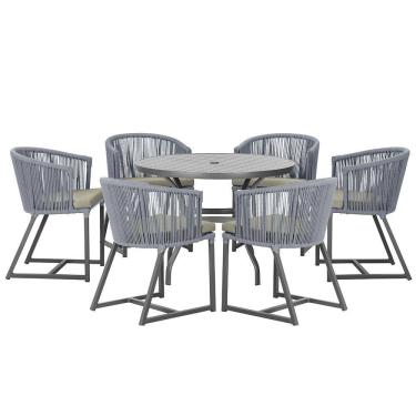 Imagem de Mesa com 6 Cadeiras de Jantar Roma 120cm e Noronha em Alumínio