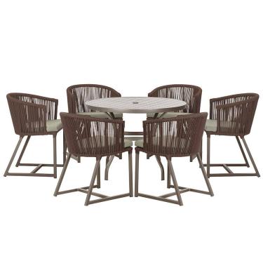 Imagem de Mesa com 6 Cadeiras de Jantar Roma 120cm e Noronha em Alumínio