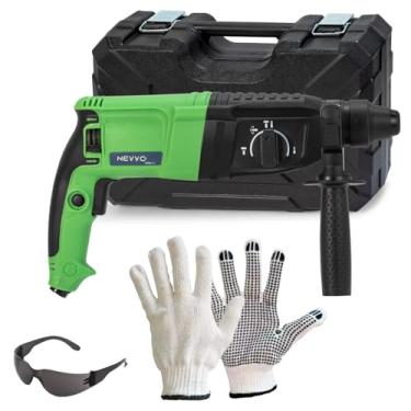 Imagem de Martelete Perfurador Rompedor 800W 220V 4000IPM SDS Plus 3 Joules 26mm C/Maleta de Acessórios + Kit EPI Luva Pigmentada e Óculos de Segurança