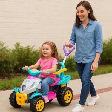 Imagem de Quadriciclo Carrinho Infantil Menina 2 em 1 com Pedal e Passeio | Bebê 9 Meses até Criança 5 Anos - Empurrar e Pedalar (Versão Menina)