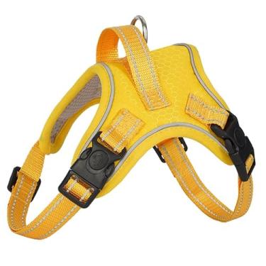 Imagem de RichePet Peitoral refletivo ajustável para cães pequenos, médios e grandes, treinando donos de animais de estimação (amarelo, grande)