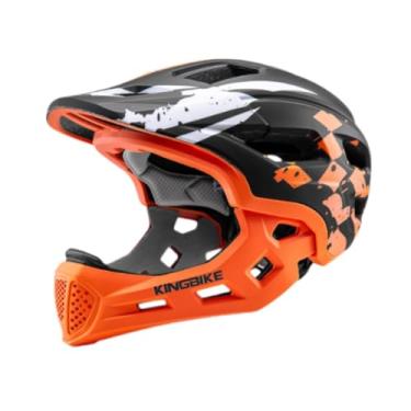Imagem de Colaxi Capacete de bicicleta infantil com rosto inteiro para ciclismo, para meninos e meninas, capacete de bicicleta para skate, ciclismo, scooter, Laranja