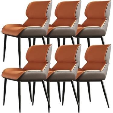Imagem de Conjunto de 6 cadeiras de móveis de cozinha sala de jantar conjunto de 6 cadeiras modernas de couro de microfibra cadeira de cozinha ergonomia assento firme aço carbono pernas de cadeira de metal (cor