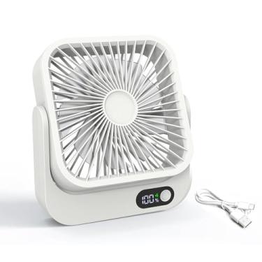 Imagem de HONKYOB Ventilador portátil com base magnética, ventilador recarregável por USB, ventilador de mesa portátil para uso ao ar livre, interior, casa, dormitório, acampamento, 2000 mAh, ventilador de