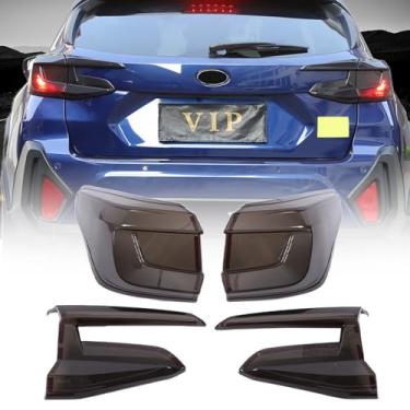 Imagem de PIUGILH Acabamento da tampa da luz traseira externa compatível com acessórios Subaru Crosstrek 2024 2025, capa de concha de lâmpadas traseiras pretas fumadas (esquerda e direita), cinza transparente