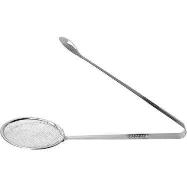 Imagem de Escumadeira Para Fritura Com Pegador Feita Inteiramente em Aço Inoxidável Possui Rede Para Pegar o Alimento Mais Facilmente Resistente Durável e Prática Perfeita Para Uso no Dia a Dia