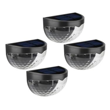 Imagem de Luzes de degrau solares externas para escadas, luzes solares de cerca à prova d'água, iluminação LED, pátio, pátio, piscina, pátio (branco quente, preto, pacote com 4)