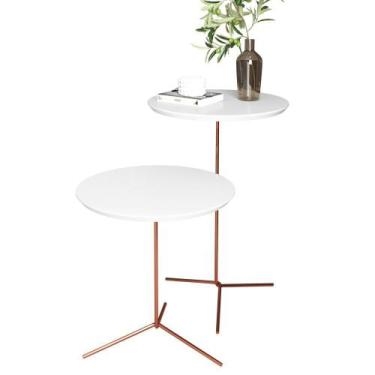 Imagem de Kit mesa Pés De Ferro Redonda Classic Apoio Lateral Modelo Alice Branc