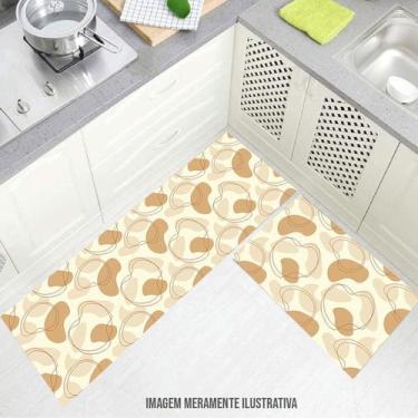 Imagem de kit cozinha passadeira 120x40cm e tapete bege 60x40cm - Deluzz