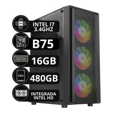 Imagem de Cpu Pc Gamer Intel Barato Core I7 3.4ghz 16gb Ssd 480gb 500w - Option 