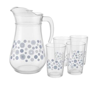 Imagem de Jogo De Jarra 1,35l Com 4 Copos 265ml Em Vidro Modelos - HAUSKRAFT