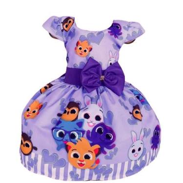 Imagem de Vestido Temático Infantl Bolo Fofo Lilás Busto Sublimado - Nalu_kids, 