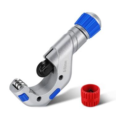 Imagem de Flexzion Ferramenta de corte de tubo de cobre 3/40.6 cm a 5.1 cm (5-50 mm) com ferramenta de rebarbação alargador de tubo 3/40.6 cm a 1 1/5.1 cm (5-38 mm) - Cortador de tubos para cobre, alumínio, aço