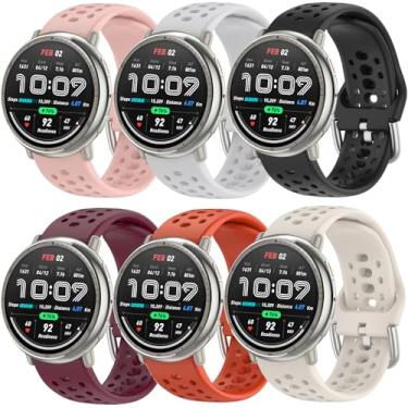 Imagem de ViCRiOR Pacote com 5 pulseiras de relógio compatíveis com Amazfit Active 2/Active, pulseira de silicone macio respirável de 20 mm para Amazfit GTS 4/4 Mini / 3 / 3e/ 2 Mini / 2e/ 2 feminino e