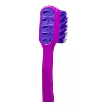 Imagem de Escova Dental Adulto Macia Bioflex C/Limpador de Lingua(Pink-Roxo)