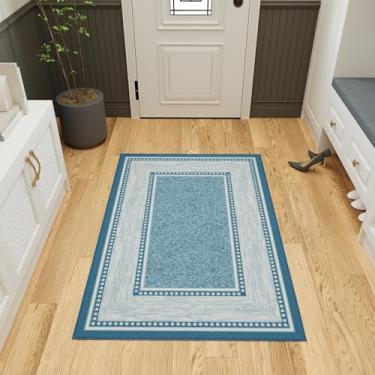 Imagem de Ottomanson Tapetes para sala de estar, sala de estar, para quarto, antiderrapante, durável, grande, para áreas de alto tráfego, tapete interno para sala de jantar, cozinha, sala de jogos, turquesa