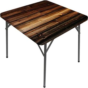 Imagem de Toalha de mesa oval elástica de madeira, estampa de textura de prancha de madeira, para decoração de mesa de jantar de cozinha, piquenique ao ar livre, serve para mesa de 106,7 x 152,4 cm