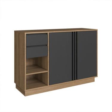 Imagem de Armário de Escritório Office 2 Portas 2 Gavetas Mel e Grafite