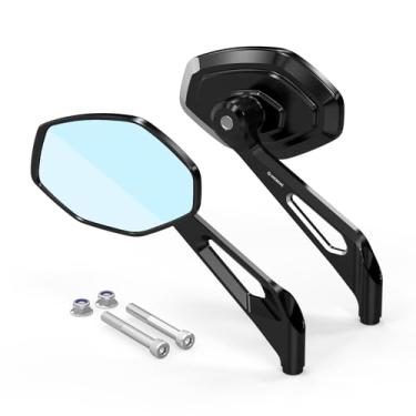 Imagem de NICECNC Espelho de motocicleta de alumínio compatível com Harley 1200 Nightster XL1200N 2009 2010 2011 2012, Sportster 883 Deluxe XLH883DLX 1988-1995, Sportster 883 XL883 2004-2008 Preto, Ver