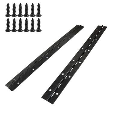 Imagem de Kemcatui 2 peças de dobradiças pretas de piano de 30,5 cm, dobradiças contínuas resistentes de aço inoxidável, ferragens dobráveis de espessura para barcos, armários, porta e caixa de armazenamento