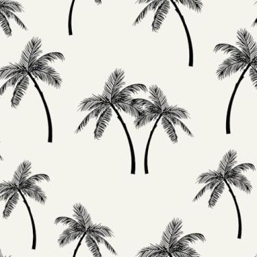 Imagem de Papel de Parede Adesivo Lavável Coqueiro Bege Preto 5m