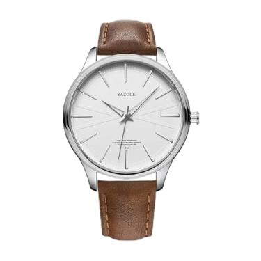 Imagem de Relógio Masculino Analógico Com Pulseira de Couro Marrom Cor Prata Resistente à Água De Luxo Social Casual Moderno Importado Minimalista 43mm Quartzo