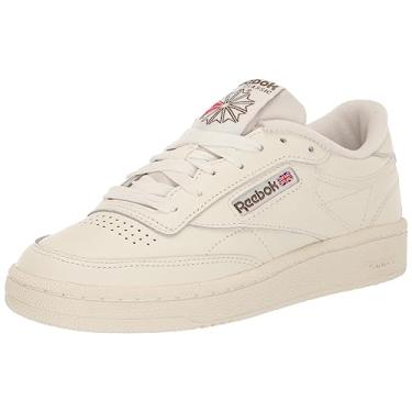 Imagem de Reebok Tênis feminino Club C 85 Classic com cadarço, Giz/giz/verde caçador, 45
