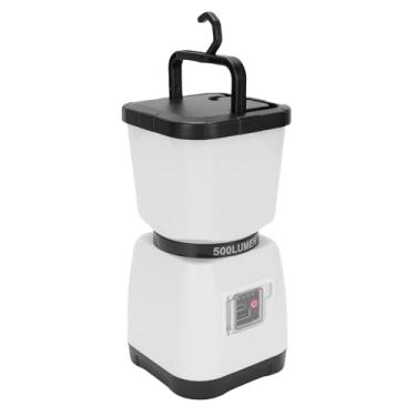 Imagem de EBTOOLS Lanterna de Acampamento, Luz de Acampamento Geradora de Manivela, 6000mAh Recarregável, Gancho Suspenso Dobrável, Luz da Barraca LED para Quedas de Energia, Emergências (Branco)