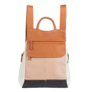 Imagem de Mochila Couro Malu Tons Terrosos Antifurto 5L - Shopmix