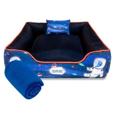 Imagem de Caminha de Cachorro Gato 60x60 3pc Cama Pet Impermeável Com Zíper Mantinha Pet(ASTRONAUTA)