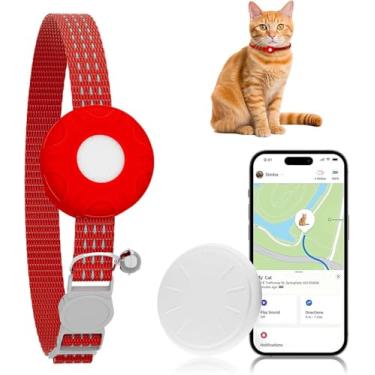 Imagem de Rastreador GPS para gatos, rastreador de animais de estimação à prova d'água para gatos, compatível com Apple Find My App (apenas iOS), coleira rastreadora de gatos com fivela elástica de segurança