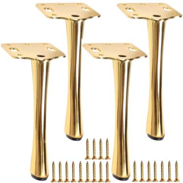 Imagem de Hyever Pés de móveis dourados de 15 cm, pés de móveis de metal resistente, pernas douradas de sofá/armário/mesa, 4 peças, conjunto de 4 pernas de armário de 15 cm, substituição de pés de sofá para