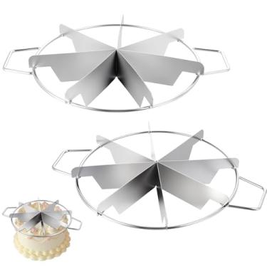 Imagem de Pacote com 2 cortadores de torta, 8 fatias e 7 fatias - fatiador de torta de aço inoxidável de 34,5 cm e cortador de cheesecake, fatiador de bolo de nível comercial para fatias uniformes, perfeito