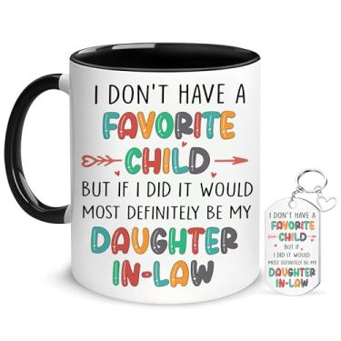 Imagem de Hyturtle Caneca e chaveiro de café Favorite Child Daughter in Law - Presentes para a sogra - I Dont Have A Favorite Child Xícara de café 325 ml - Presente de Dia das Mães em forma de sogra