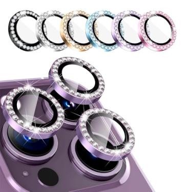 Imagem de Película de Vidro 3D 9D Compatível ¨Apple iPhone 15 PRO / 15 PRO MAX Luxo Diamante Protetor de Câmera Lente Traseira (AZUL BEBE)