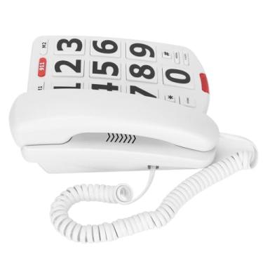 Imagem de Eacam Telefone Com Fio Padrão, Telefone Grande Com Toques Super Altos, Botões Fáceis de Ler, Uma Tecla Discando para Casa, Telefone Branco Adequado para Os Idosos Com Perda de