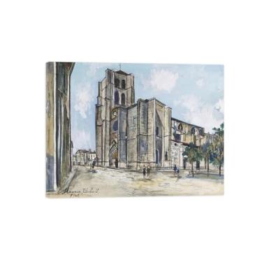 Imagem de Marice Utrilo Famosas Pinturas em Tela Embrulhada Arte de Parede Decoração de Parede de Quarto Pintura de Reprodução em Tela - Igreja Emoldurada 13/60x80cm24x31Inch